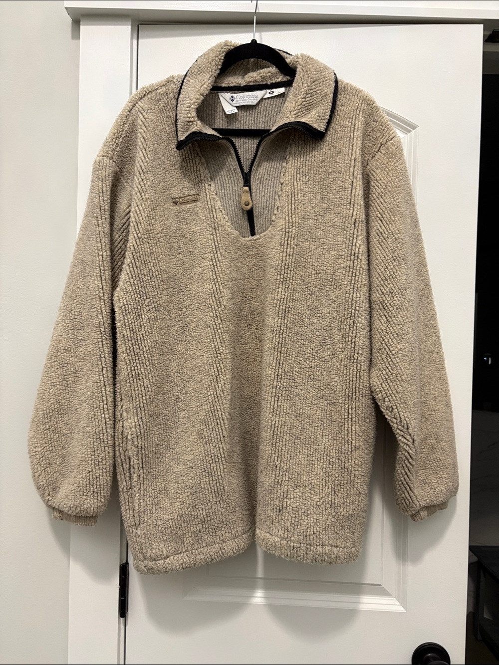 Columbia Beige Sherpa Zip-Neck Pullover